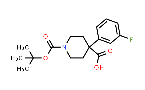 CAS No. 1027511-65-4, 1-(TERT-BUTOXYCARBONYL)-4-(3-FLUOROPHENYL)PIPERIDINE-4-CARBOXYLIC ACID