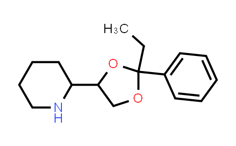 CAS No. 28189-85-7, 2-(2-ethyl-2-phenyl-1,3-dioxolan-4-yl)piperidine