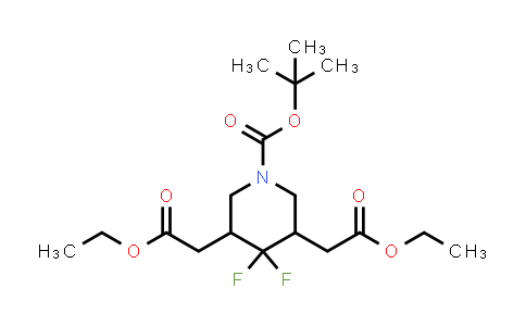 CAS No. 1864059-46-0, diethyl 2,2′-(1-(tert-butoxycarbonyl)-4,4-difluoropiperidine-3,5-diyl)diacetate
