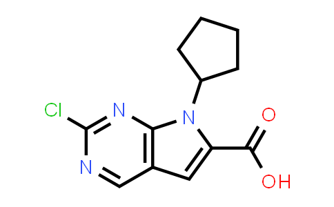 CAS No. 1211443-58-1, 2-Chloro-7-cyclopentyl-7H-pyrrolo[2,3-d]pyrimidine-6-carboxylic acid