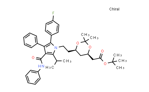 CAS No. 125971-95-1, tert-Butyl (4R,6R)-2-[6-[2-[2-(4-Fluorophenyl)-5-isopropyl-3-phenyl-4-(phenylcarbamoyl)pyrrol-1-yl]ethyl]-2,2-dimethyl-1,3-dioxan-4-yl]acetate