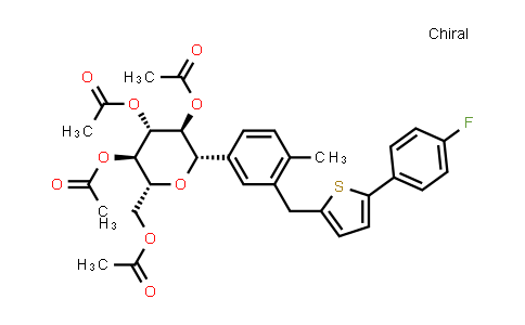 CAS No. 866607-35-4, (2R,3R,4R,5S,6S)-2-(acetoxymethyl)-6-(3-((5-(4-fluorophenyl)thiophen-2-yl)methyl)-4-methylphenyl)tetrahydro-2H-pyran-3,4,5-triyl triacetate