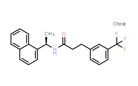 CAS No. 1005450-55-4, N-((R)-1-(naphthalen-1-yl)ethyl)-3-(3-(trifluoromethyl)phenyl)propanamide