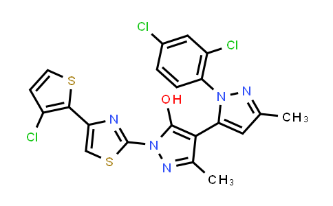 1007073-49-5 | [4,5'-Bi-1H-pyrazol]-5-ol, 1-[4-(3-chloro-2-thienyl)-2-thiazolyl]-1'-(2,4-dichlorophenyl)-3,3'-dimethyl-