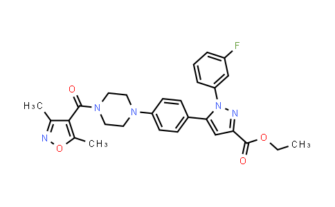 1007477-89-5 | ethyl 5-(4-(4-(3,5-dimethylisoxazole-4-carbonyl)piperazin-1-yl)phenyl)-1-(3-fluorophenyl)-1H-pyrazole-3-carboxylate