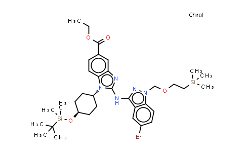 1012104-44-7 | trans-Ethyl 2-((5-bromo-1-((2-(trimethylsilyl)ethoxy)methyl)-1H-indazol-3-yl)amino)-1-((1r,4r)-4-((tert-butyldimethylsilyl)oxy)cyclohexyl)-1H-benzo[d]imidazole-5-carboxylate