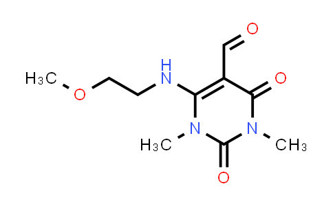 1018301-05-7 | 6-((2-Methoxyethyl)amino)-1,3-dimethyl-2,4-dioxo-1,2,3,4-tetrahydropyrimidine-5-carbaldehyde