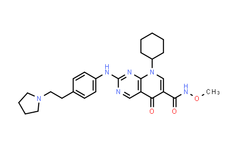 CAS No. 1023273-06-4, Pyrido[2,3-d]pyrimidine-6-carboxamide, 8-cyclohexyl-5,8-dihydro-N-methoxy-5-oxo-2-[[4-[2-(1-pyrrolidinyl)ethyl]phenyl]amino]-