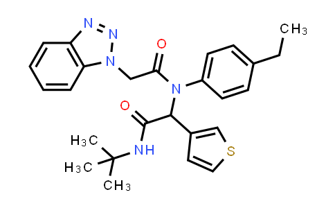 1033044-91-5 | 2-(2-(1H-Benzo[d][1,2,3]triazol-1-yl)-N-(4-ethylphenyl)acetamido)-N-(tert-butyl)-2-(thiophen-3-yl)acetamide