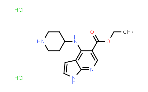 CAS No. 1039741-20-2, 1H-Pyrrolo[2,3-b]pyridine-5-carboxylic acid, 4-(4-piperidinylamino)-, ethyl ester, hydrochloride (1:2)