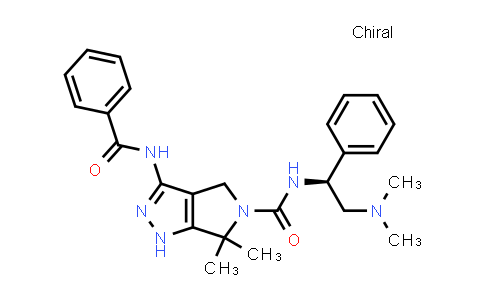 CAS No. 1041013-31-3, Pyrrolo[3,4-c]pyrazole-5(1H)-carboxamide, 3-(benzoylamino)-N-[(1S)-2-(dimethylamino)-1-phenylethyl]-4,6-dihydro-6,6-dimethyl-