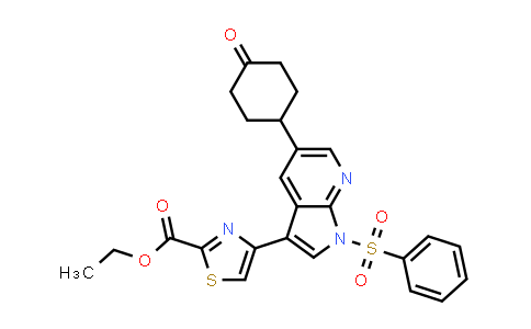 CAS No. 1046792-75-9, 2-Thiazolecarboxylic acid, 4-[5-(4-oxocyclohexyl)-1-(phenylsulfonyl)-1H-pyrrolo[2,3-b]pyridin-3-yl]-, ethyl ester