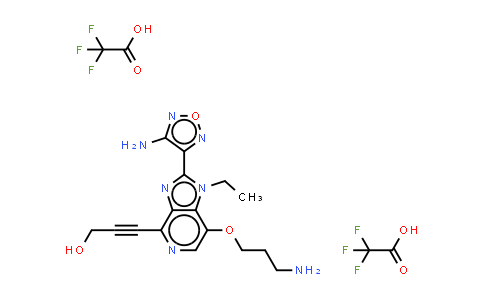 CAS No. 1052112-65-8, 2-Propyn-1-ol, 3-[2-(4-amino-1,2,5-oxadiazol-3-yl)-7-(3-aminopropoxy)-1-ethyl-1H-imidazo[4,5-c]pyridin-4-yl]-, (2,2,2-trifluoroacetate) (1:2)