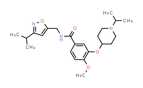 CAS No. 1067010-13-2, N-((3-Isopropylisoxazol-5-yl)methyl)-3-((1-isopropylpiperidin-4-yl)oxy)-4-methoxybenzamide