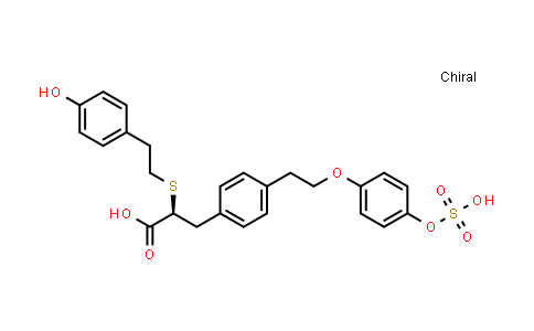CAS No. 1067247-60-2, (S)-2-((4-Hydroxyphenethyl)thio)-3-(4-(2-(4-(sulfooxy)phenoxy)ethyl)phenyl)propanoic acid