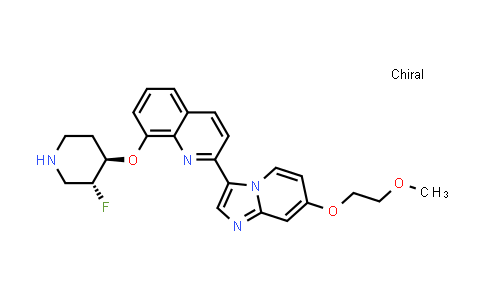 CAS No. 1070897-18-5, Quinoline, 8-[[(3R,4R)-3-fluoro-4-piperidinyl]oxy]-2-[7-(2-methoxyethoxy)imidazo[1,2-a]pyridin-3-yl]-