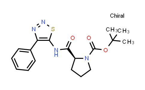 CAS No. 1071976-38-9, 1-Pyrrolidinecarboxylic acid, 2-[[(4-phenyl-1,2,3-thiadiazol-5-yl)amino]carbonyl]-, 1,1-dimethylethyl ester, (2S)-