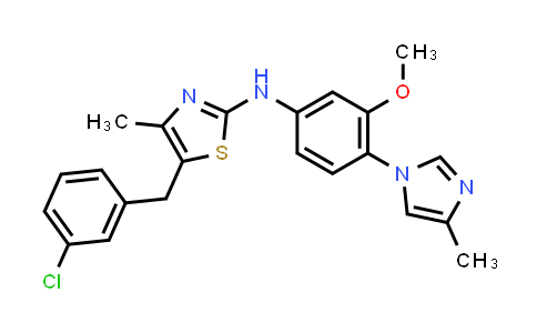 CAS No. 1077628-65-9, 2-Thiazolamine, 5-[(3-chlorophenyl)methyl]-N-[3-methoxy-4-(4-methyl-1H-imidazol-1-yl)phenyl]-4-methyl-