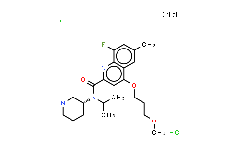 CAS No. 1078128-56-9, (R)-8-fluoro-N-isopropyl-4-(3-methoxypropoxy)-6-methyl-N-(piperidin-3-yl)quinoline-2-carboxamide (2HCl salt)
