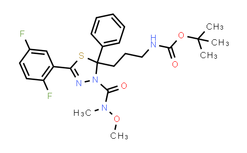 CAS No. 1079843-60-9, tert-Butyl (3-(5-(2,5-difluorophenyl)-3-(methoxy(methyl)carbamoyl)-2-phenyl-2,3-dihydro-1,3,4-thiadiazol-2-yl)propyl)carbamate