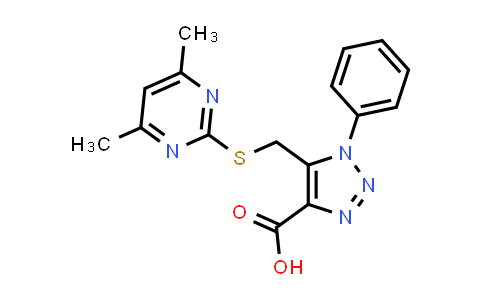 1105198-58-0 | 5-(((4,6-Dimethylpyrimidin-2-yl)thio)methyl)-1-phenyl-1H-1,2,3-triazole-4-carboxylic acid