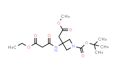 CAS No. 1105662-91-6, tert-Butyl 3-(3-ethoxy-3-oxopropanamido)-3-(2-methoxy-2-oxoethyl)azetidine-1-carboxylate