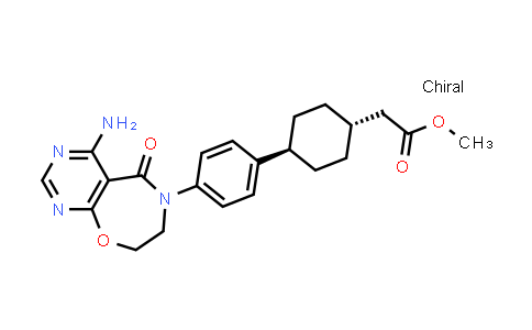 CAS No. 1109276-87-0, Cyclohexaneacetic acid, 4-[4-(4-amino-7,8-dihydro-5-oxopyrimido[5,4-f][1,4]oxazepin-6(5H)-yl)phenyl]-, methyl ester, trans-