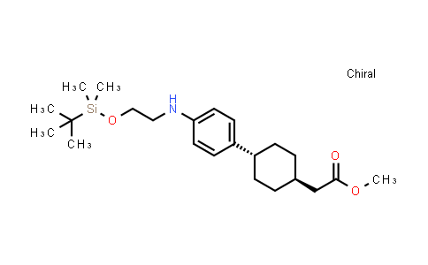 CAS No. 1109277-50-0, Cyclohexaneacetic acid, 4-[4-[[2-[[(1,1-dimethylethyl)dimethylsilyl]oxy]ethyl]amino]phenyl]-, methyl ester, trans-