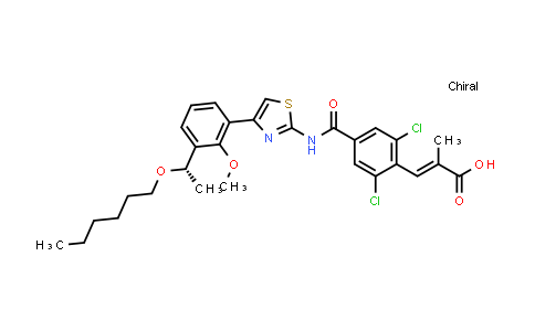 1110768-00-7 | (S,E)-3-(2,6-dichloro-4-((4-(3-(1-(hexyloxy)ethyl)-2-methoxyphenyl)thiazol-2-yl)carbamoyl)phenyl)-2-methylacrylic acid