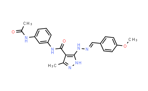 CAS No. 1114979-12-2, 1H-Pyrazole-4-carboxamide, N-[3-(acetylamino)phenyl]-5-[(2E)-2-[(4-methoxyphenyl)methylene]hydrazinyl]-3-methyl-