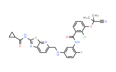 1125633-39-7 | Benzamide, 2-chloro-3-(1-cyano-1-methylethoxy)-N-[5-[[2-[(cyclopropylcarbonyl)amino]thiazolo[5,4-b]pyridin-5-yl]methylamino]-2-fluorophenyl]-