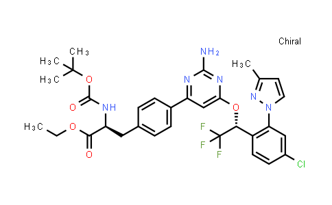 1125828-44-5 | (S)-ethyl 3-(4-(2-amino-6-((R)-1-(4-chloro-2-(3-methyl-1H-pyrazol-1-yl)phenyl)-2,2,2-trifluoroethoxy)pyrimidin-4-yl)phenyl)-2-((tert-butoxycarbonyl)amino)propanoate