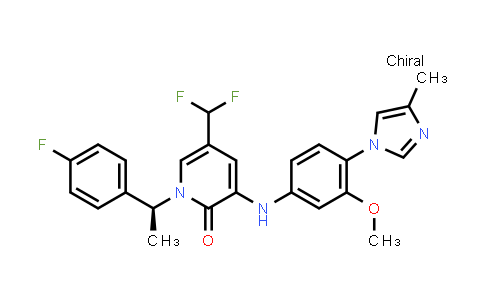 CAS No. 1128103-37-6, 2(1H)-Pyridinone, 5-(difluoromethyl)-1-[(1S)-1-(4-fluorophenyl)ethyl]-3-[[3-methoxy-4-(4-methyl-1H-imidazol-1-yl)phenyl]amino]-