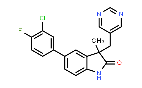 CAS No. 1141080-83-2, 5-(3-Chloro-4-fluorophenyl)-3-methyl-3-(pyrimidin-5-ylmethyl)indolin-2-one