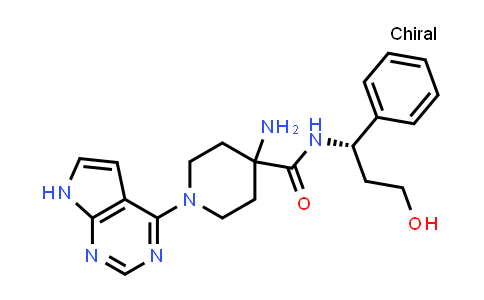 CAS No. 1143532-63-1, 4-Piperidinecarboxamide, 4-amino-N-[(1S)-3-hydroxy-1-phenylpropyl]-1-(7H-pyrrolo[2,3-d]pyrimidin-4-yl)-