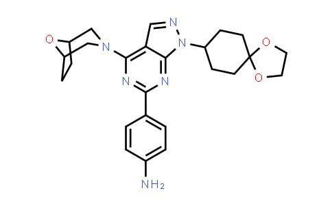 CAS No. 1144068-84-7, 4-(4-(8-Oxa-3-azabicyclo[3.2.1]octan-3-yl)-1-(1,4-dioxaspiro[4.5]decan-8-yl)-1H-pyrazolo[3,4-d]pyrimidin-6-yl)aniline