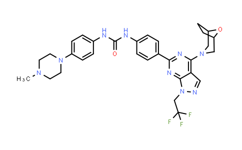 CAS No. 1144072-40-1, Urea, N-[4-(4-methyl-1-piperazinyl)phenyl]-N'-[4-[4-(8-oxa-3-azabicyclo[3.2.1]oct-3-yl)-1-(2,2,2-trifluoroethyl)-1H-pyrazolo[3,4-d]pyrimidin-6-yl]phenyl]-