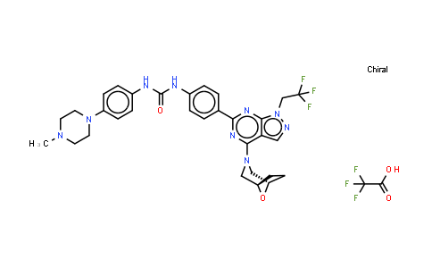 MC507761 | 1144076-41-4 | Urea, N-[4-(4-methyl-1-piperazinyl)phenyl]-N'-[4-[4-(8-oxa-3-azabicyclo[3.2.1]oct-3-yl)-1-(2,2,2-trifluoroethyl)-1H-pyrazolo[3,4-d]pyrimidin-6-yl]phenyl]-, CF3COOH salt