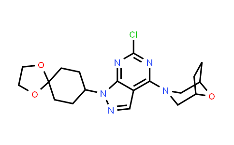 CAS No. 1144080-35-2, 3-(6-Chloro-1-(1,4-dioxaspiro[4.5]decan-8-yl)-1H-pyrazolo[3,4-d]pyrimidin-4-yl)-8-oxa-3-azabicyclo[3.2.1]octane