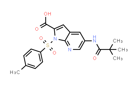 CAS No. 1146215-19-1, 1H-Pyrrolo[2,3-b]pyridine-2-carboxylic acid, 5-[(2,2-dimethyl-1-oxopropyl)amino]-1-[(4-methylphenyl)sulfonyl]-