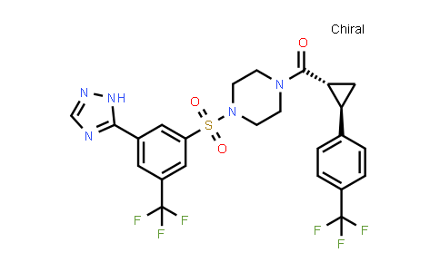 CAS No. 1146354-35-9, Methanone, [4-[[3-(1H-1,2,4-triazol-5-yl)-5-(trifluoromethyl)phenyl]sulfonyl]-1-piperazinyl][(1R,2R)-2-[4-(trifluoromethyl)phenyl]cyclopropyl]-