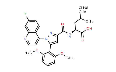 CAS No. 1146757-96-1, L-Leucine, N-[[1-(7-chloro-4-quinolinyl)-5-(2,6-dimethoxyphenyl)-1H-pyrazol-3-yl]carbonyl]-