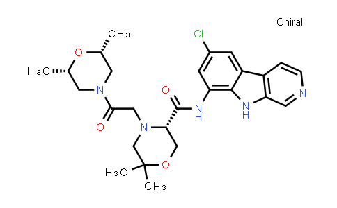 CAS No. 1147862-78-9, (3S)-N-(6-Chloro-9H-pyrido[3,4-b]indol-8-yl)-4-[2-[(2R,6S)-2,6-dimethyl-4-morpholinyl]-2-oxoethyl]-6,6-dimethyl-3-morpholinecarboxamide