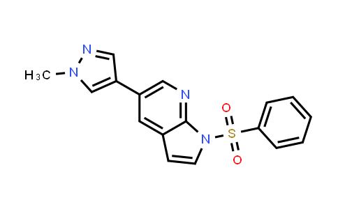 CAS No. 1147998-19-3, 1H-Pyrrolo[2,3-b]pyridine, 5-(1-methyl-1H-pyrazol-4-yl)-1-(phenylsulfonyl)-