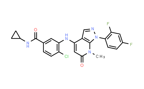 CAS No. 1148050-88-7, 4-chloro-N-cyclopropyl-3-((1-(2,4-Difluorophenyl)-7-methyl-6-oxo-6,7-dihydro-1H-pyrazolo[3,4-b]pyridin-4-yl)amino)benzamide