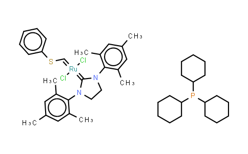 CAS No. 1155422-69-7, Tricyclohexylphosphine[1,3-bis(2,4,6-trimethylphenyl)-4,5-dihydroimidazol-2-ylidene][(phenylthio)methylene]ruthenium(II) dichloride