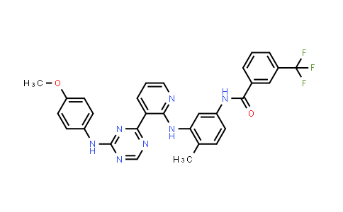 CAS No. 1157857-36-7, Benzamide, N-[3-[[3-[4-[(4-methoxyphenyl)amino]-1,3,5-triazin-2-yl]-2-pyridinyl]amino]-4-methylphenyl]-3-(trifluoromethyl)-