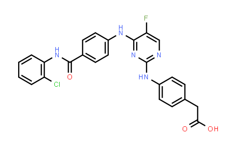 CAS No. 1158838-42-6, 2-(4-(4-(4-(2-Chlorophenylcarbamoyl)phenylamino)-5-fluoropyrimidin-2-ylamino)phenyl)acetic acid