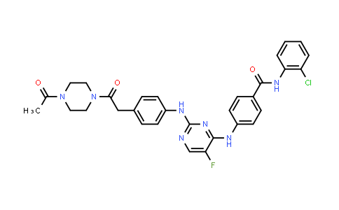 CAS No. 1158838-43-7, Benzamide, 4-[[2-[[4-[2-(4-acetyl-1-piperazinyl)-2-oxoethyl]phenyl]amino]-5-fluoro-4-pyrimidinyl]amino]-N-(2-chlorophenyl)-