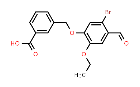 CAS No. 1159693-38-5, 3-((5-Bromo-2-ethoxy-4-formylphenoxy)methyl)benzoic acid